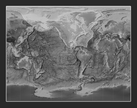 Téléchargez les photos : Plaque tectonique nord-américaine sur la carte de l'élévation en niveaux de gris dans la Gall Projection stéréographique centrée méridionale. - en image libre de droit
