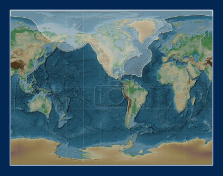 Téléchargez les photos : Plaque tectonique nord-américaine sur la carte physique de l'élévation de la galle Projection stéréographique centrée méridionale. - en image libre de droit
