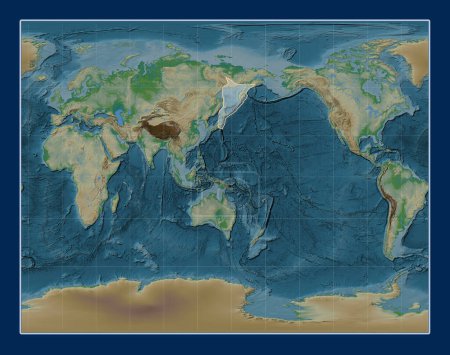 Téléchargez les photos : Plaque tectonique Okhotsk sur la carte physique de l'élévation de la galle Projection stéréographique centrée méridionale. - en image libre de droit