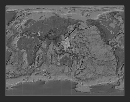 Téléchargez les photos : Plaque tectonique de la mer des Philippines sur la carte de l'élévation bilevel dans la galle Projection stéréographique centrée méridionale. - en image libre de droit
