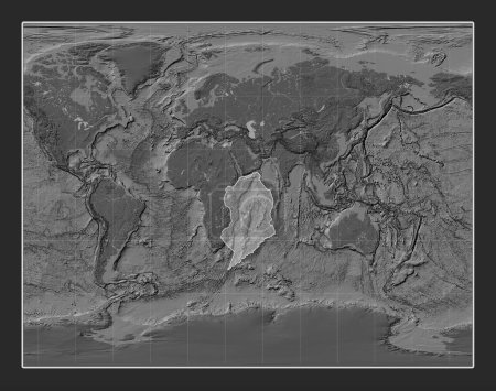 Téléchargez les photos : Plaque tectonique somalienne sur la carte de l'élévation bilevel dans la galle Projection stéréographique centrée méridionale. - en image libre de droit