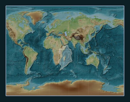 Téléchargez les photos : Plaque tectonique somalienne sur la carte d'élévation de style Wiki dans la Gall Projection stéréographique centrée méridionale. - en image libre de droit