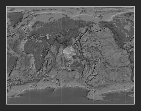 Téléchargez les photos : Plaque tectonique Sunda sur la carte de l'élévation bilevel dans la galle Projection stéréographique centrée méridionale. - en image libre de droit