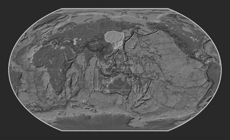 Téléchargez les photos : Plaque tectonique murale sur la carte de l'élévation bilevel dans la projection Kavrayskiy VII centrée méridionale. - en image libre de droit