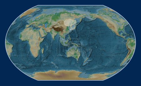 Téléchargez les photos : Plaque tectonique d'Amour sur la carte physique d'altitude dans la projection de Kavrayskiy VII centrée méridionale. - en image libre de droit