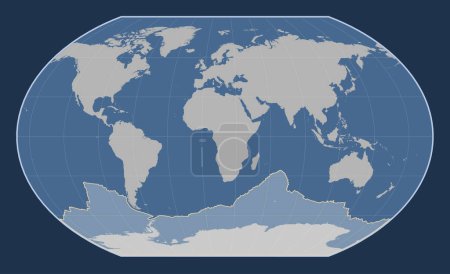 Téléchargez les photos : Plaque tectonique antarctique sur la carte des contours solides dans la projection Kavrayskiy VII centrée méridionale. - en image libre de droit