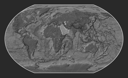 Téléchargez les photos : Plaque tectonique arabe sur la carte d'élévation bilevel dans la projection Kavrayskiy VII centrée méridionale. - en image libre de droit