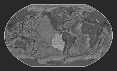 Téléchargez les photos : Plaque tectonique Nazca sur la carte de l'élévation du niveau de la bille dans la projection Kavrayskiy VII centrée méridionale. - en image libre de droit
