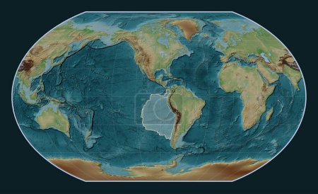 Téléchargez les photos : Plaque tectonique Nazca sur la carte d'élévation de style Wiki dans la projection Kavrayskiy VII centrée méridionale. - en image libre de droit