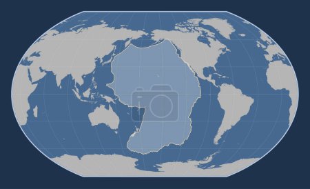 Téléchargez les photos : Plaque tectonique du Pacifique sur la carte des contours solides dans la projection Kavrayskiy VII centrée méridionale. - en image libre de droit