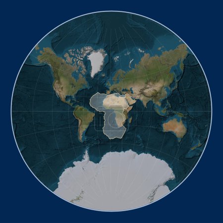 Téléchargez les photos : Plaque tectonique africaine sur la carte satellite Blue Marble dans la projection Lagrange centrée méridionale. - en image libre de droit