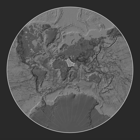 Photo for Arabian tectonic plate on the bilevel elevation map in the Lagrange projection centered meridionally. - Royalty Free Image
