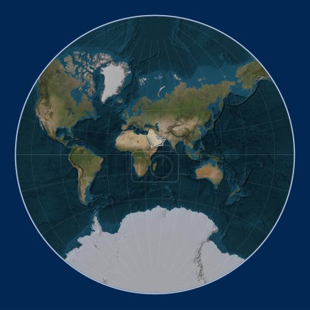 Foto de Placa tectónica árabe en el mapa satélite de mármol azul en la proyección de Lagrange centrada meridionalmente. - Imagen libre de derechos