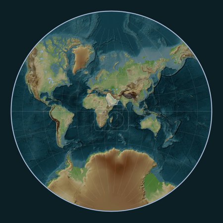 Photo for Arabian tectonic plate on the Wiki style elevation map in the Lagrange projection centered meridionally. - Royalty Free Image