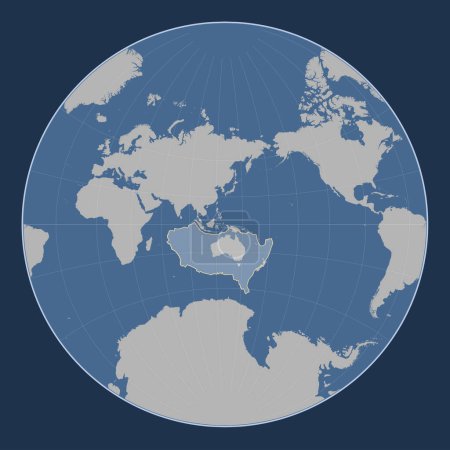 Foto de Placa tectónica australiana en el mapa de contorno sólido en la proyección de Lagrange centrada meridionalmente. - Imagen libre de derechos