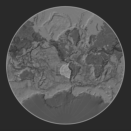 Foto de Placa tectónica de Nazca en el mapa de elevación bilevel en la proyección de Lagrange centrada meridionalmente. - Imagen libre de derechos