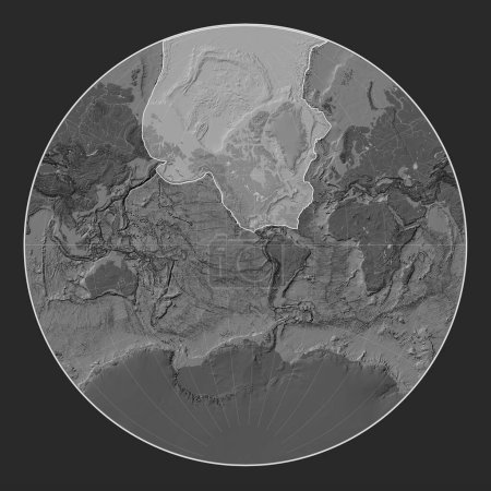 Téléchargez les photos : Plaque tectonique nord-américaine sur la carte d'altitude bilevel dans la projection Lagrange centrée méridionale. - en image libre de droit