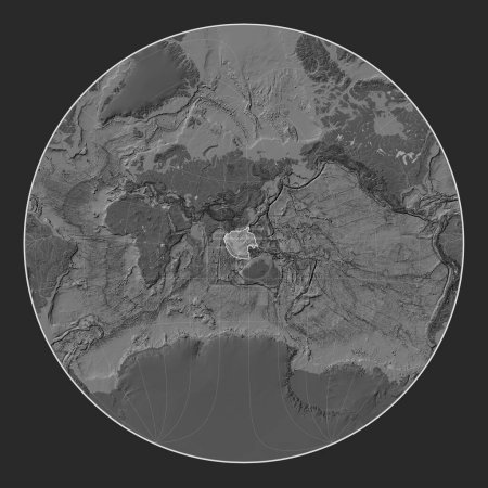 Téléchargez les photos : Plaque tectonique de la Sunda sur la carte d'élévation à bille dans la projection Lagrange Oblique centrée méridionale et latitudinale. - en image libre de droit