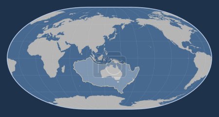 Foto de Placa tectónica australiana en el mapa de contorno sólido en la proyección Loximutal centrada meridionalmente. - Imagen libre de derechos