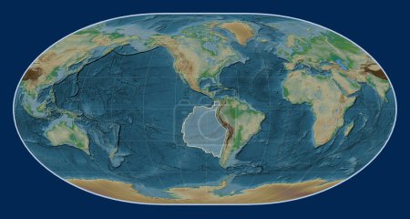 Téléchargez les photos : Plaque tectonique Nazca sur la carte physique de l'altitude dans la projection de Loximuthal centrée méridionale. - en image libre de droit