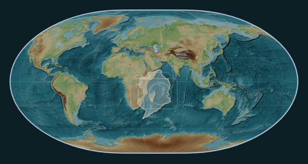 Téléchargez les photos : Plaque tectonique somalienne sur la carte d'élévation de style Wiki dans la projection de Loximuthal centrée méridionale. - en image libre de droit