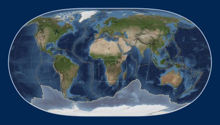 Foto de Placa tectónica antártica en el mapa satélite de mármol azul en la proyección de la Tierra Natural II centrada meridionalmente. Límites de otras placas - Imagen libre de derechos