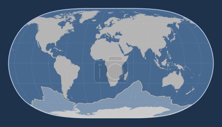 Téléchargez les photos : Plaque tectonique antarctique sur la carte des contours solides dans la projection Natural Earth II centrée méridionale. - en image libre de droit
