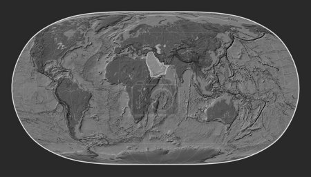 Téléchargez les photos : Plaque tectonique arabe sur la carte d'altitude bilevel dans la projection Natural Earth II centrée méridionale. - en image libre de droit
