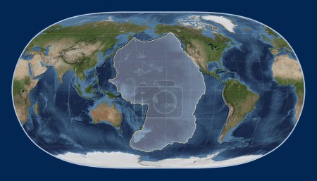 Téléchargez les photos : Plaque tectonique du Pacifique sur la carte satellite Blue Marble dans la projection Natural Earth II centrée méridionale. - en image libre de droit