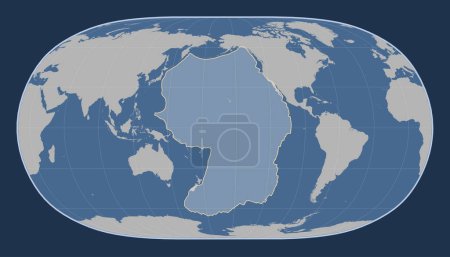 Téléchargez les photos : Plaque tectonique du Pacifique sur la carte des contours solides dans la projection Natural Earth II centrée méridionale. - en image libre de droit