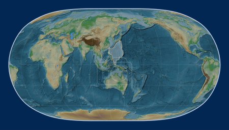 Téléchargez les photos : Plaque tectonique de la mer des Philippines sur la carte physique de l'altitude dans la projection Natural Earth II centrée méridionale. - en image libre de droit