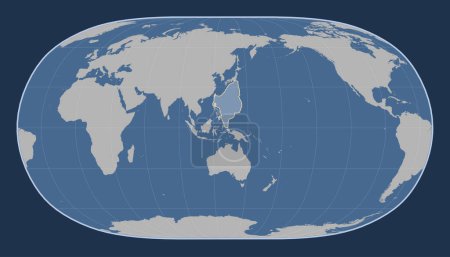 Téléchargez les photos : Plaque tectonique de la mer des Philippines sur la carte des contours solides dans la projection Natural Earth II centrée méridionale. - en image libre de droit