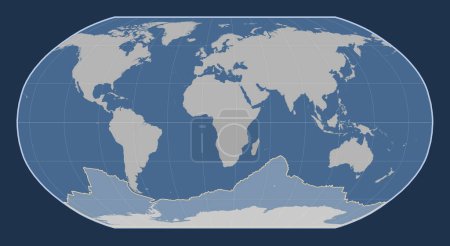 Téléchargez les photos : Plaque tectonique antarctique sur la carte des contours solides dans la projection Robinson centrée méridionale. - en image libre de droit