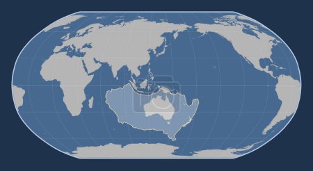 Photo for Australian tectonic plate on the solid contour map in the Robinson projection centered meridionally. - Royalty Free Image