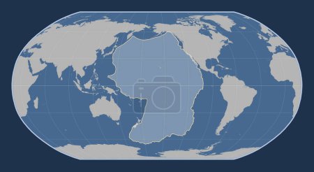 Photo for Pacific tectonic plate on the solid contour map in the Robinson projection centered meridionally. - Royalty Free Image