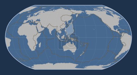 Photo for Philippine Sea tectonic plate on the solid contour map in the Robinson projection centered meridionally. Boundaries of other plates - Royalty Free Image