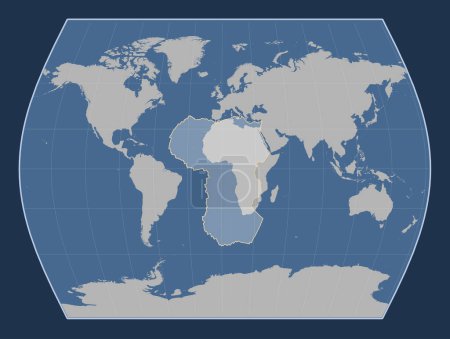 Foto de Placa tectónica africana en el mapa de contorno sólido en la proyección Times centrada meridionalmente. - Imagen libre de derechos