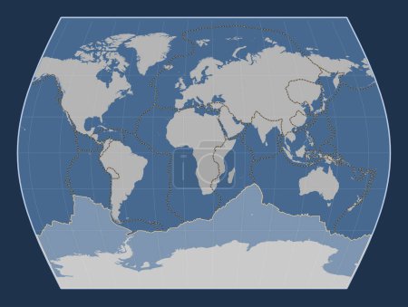 Téléchargez les photos : Plaque tectonique antarctique sur la carte de contour solide dans la projection Times centrée méridionale. Limites des autres plaques - en image libre de droit