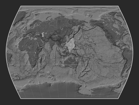 Téléchargez les photos : Plaque tectonique de la mer des Philippines sur la carte d'altitude bilevel dans la projection Times centrée méridionale. - en image libre de droit
