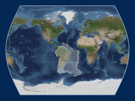 Téléchargez les photos : Plaque tectonique sud-américaine sur la carte satellite Blue Marble dans la projection Times centrée méridionale. - en image libre de droit