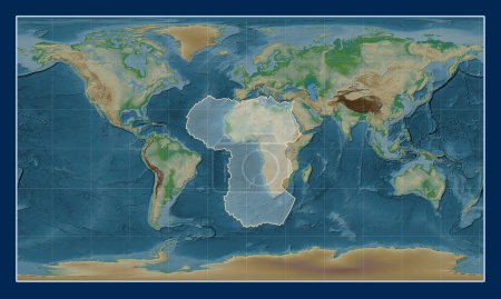 Foto de Placa tectónica africana en el mapa de elevación física en la proyección cilíndrica Patterson centrada meridionalmente. - Imagen libre de derechos
