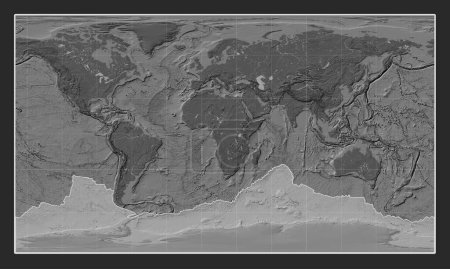 Téléchargez les photos : Plaque tectonique antarctique sur la carte d'altitude bilevel dans la projection cylindrique Patterson centrée méridionale. - en image libre de droit