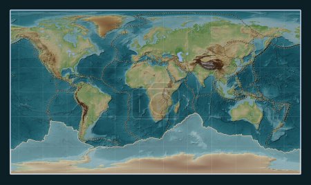 Téléchargez les photos : Plaque tectonique antarctique sur la carte d'altitude de style Wiki dans la projection cylindrique Patterson centrée méridionale. Limites des autres plaques - en image libre de droit