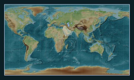Téléchargez les photos : Plaque tectonique arabe sur la carte d'élévation de style Wiki dans la projection cylindrique Patterson centrée méridionale. - en image libre de droit