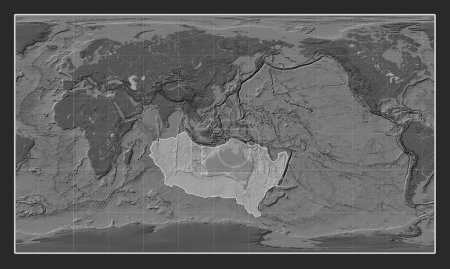 Téléchargez les photos : Plaque tectonique australienne sur la carte d'élévation bilevel dans la projection cylindrique Patterson centrée méridionale. - en image libre de droit