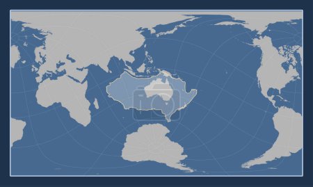 Téléchargez les photos : Plaque tectonique australienne sur la carte de contour solide dans la projection oblique cylindrique de Patterson centrée méridionale et latitudinale. - en image libre de droit