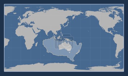 Téléchargez les photos : Plaque tectonique australienne sur la carte de contour solide dans la projection cylindrique Patterson centrée méridionale. - en image libre de droit