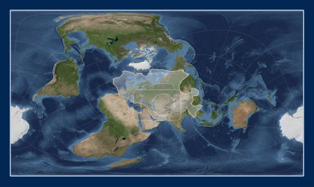 Téléchargez les photos : Plaque tectonique eurasienne sur la carte satellite Blue Marble dans la projection oblique cylindrique de Patterson centrée méridionale et latitudinale. - en image libre de droit