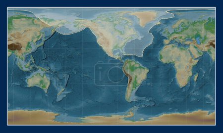 Photo for North American tectonic plate on the physical elevation map in the Patterson Cylindrical projection centered meridionally. - Royalty Free Image