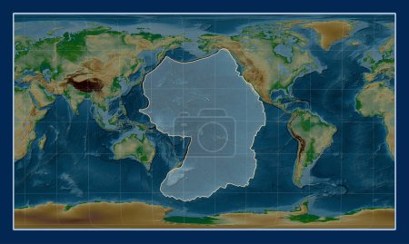 Téléchargez les photos : Plaque tectonique du Pacifique sur la carte physique de l'altitude dans la projection oblique cylindrique de Patterson centrée méridionale et latitudinale. - en image libre de droit